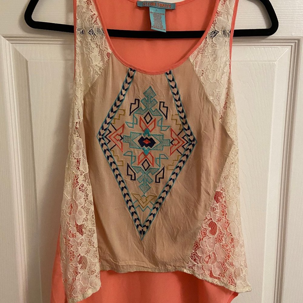 Lace aztec inspired high-low top